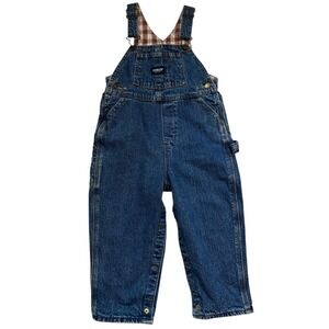 OshKosh B'Gosh Denim Overalls Vestbak  Flannel Lined Boys Classic‎ Sz 24M